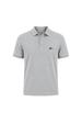 Camisa Polo Penteada Gola e Punhos em Retilinha - Cinza Mescla