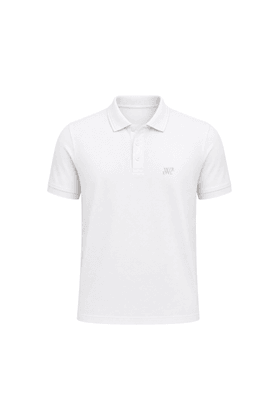 Camisa Polo Malha Gola em Relevo com Detalhes na Manga - Branco