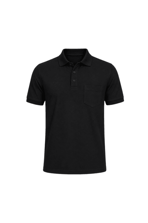 Camisa Polo com Bolso - Preto