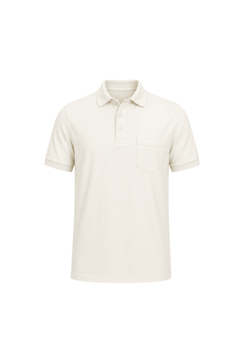 Camisa Polo com Bolso - Off White