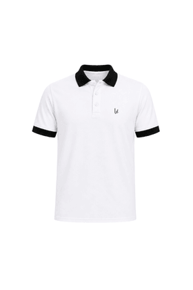 Camisa Polo Gola e Punhos em Retilínea - Branco
