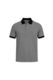 Camisa Polo Gola e Punhos em Retilínea - Cinza Médio