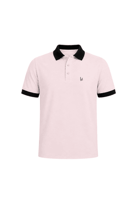 Camisa Polo Gola e Punhos em Retilínea - Rosa Antigo