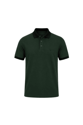 Camisa Polo Gola e Punhos em Retilínea - Verde Weller