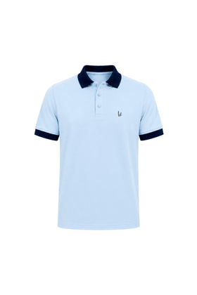 Camisa Polo Gola e Punhos em Retilínea - Azul Claro