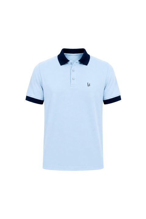 Camisa Polo Gola e Punhos em Retilínea - Azul Claro