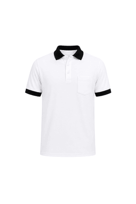 Camisa Polo com Bolso Gola e Punho em Retilinha - Branco