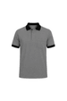 Camisa Polo com Bolso Gola e Punho em Retilinha - Cinza Médio