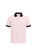 Camisa Polo com Bolso Gola e Punho em Retilinha - Rosa Antigo