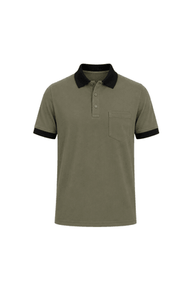 Camisa Polo com Bolso Gola e Punho em Retilinha - Verde Urbano