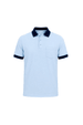 Camisa Polo com Bolso Gola e Punho em Retilinha - Azul Claro