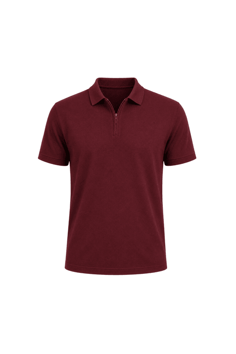 Camisa Polo com Ziper - Bordô