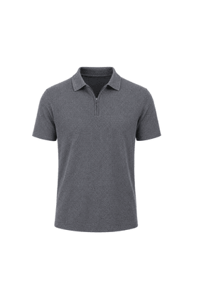 Camisa Polo com Ziper - Chumbo Mescla