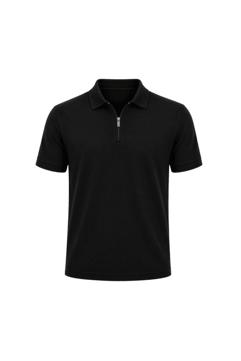 Camisa Polo com Zíper - Cursor Metálico - Preto