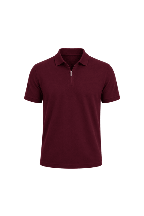 Camisa Polo com Zíper - Cursor Metálico - Vinho