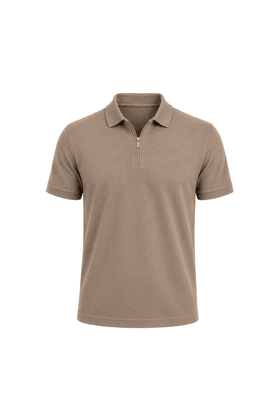 Camisa Polo com Zíper - Cursor Metálico - Cappuccino