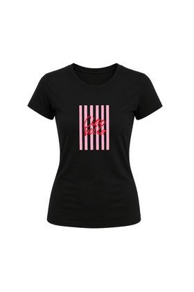Camiseta Baby Look Estampada - Preto