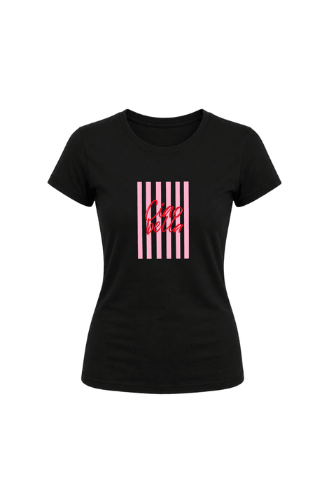 Camiseta Baby Look Estampada - Preto