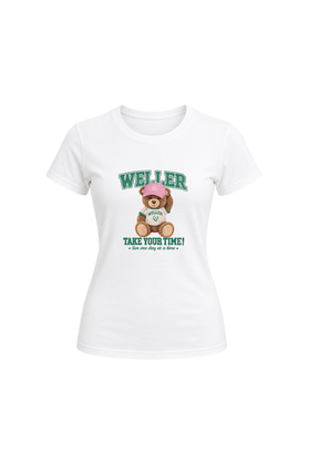 Camiseta Baby Look Estampada - Branco