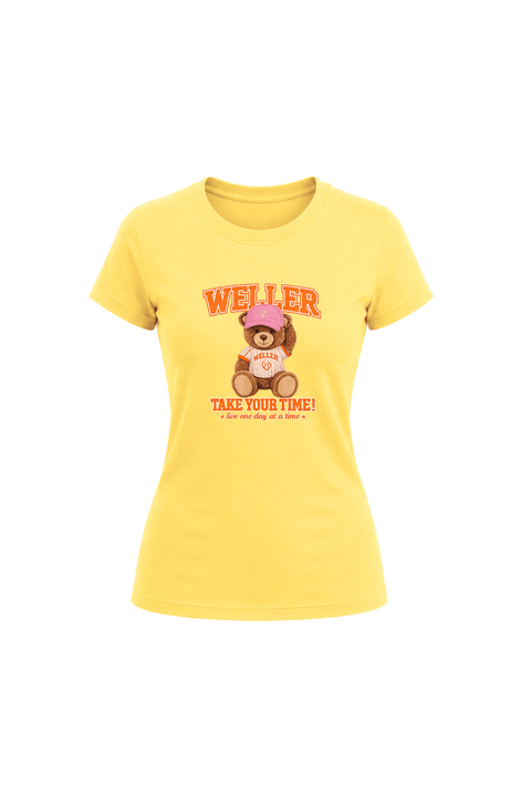 Camiseta Baby Look Estampada - Amarelo