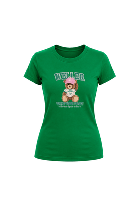 Camiseta Baby Look Estampada - Verde Bandeira