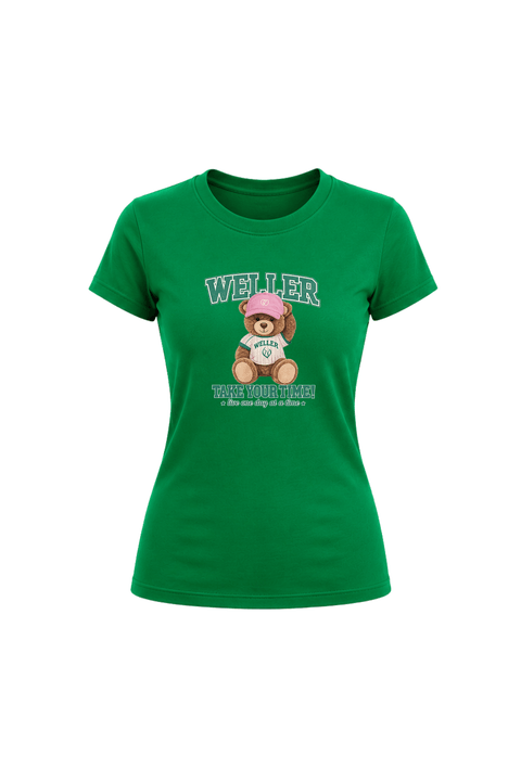 Camiseta Baby Look Estampada - Verde Bandeira