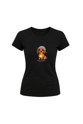 Camiseta Baby Look Estampada - Preto