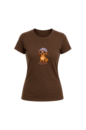 Camiseta Baby Look Estampada - Marrom