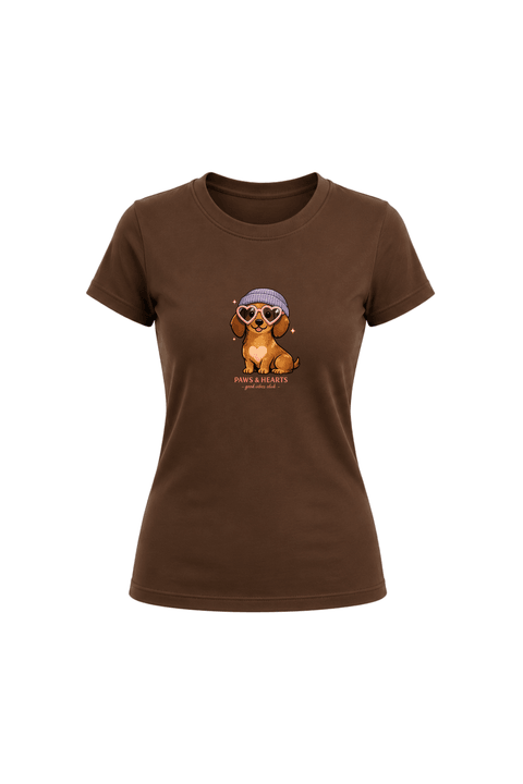 Camiseta Baby Look Estampada - Marrom