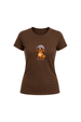 Camiseta Baby Look Estampada - Marrom