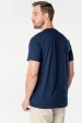 Camiseta Básica Algodão Premium - Gola C - Estampa na Gola - Azul Marinho