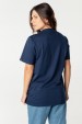 Camiseta Básica Algodão Premium - Gola C - Estampa na Gola - Azul Marinho