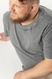 Camiseta Básica Premium Gola C Meia Estampa Chumbo Mescla Claro