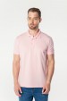 Camisa Polo Piquet  com Relevo e Bordado Marca e Logo - Rosa
