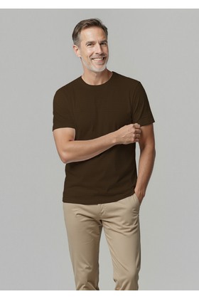 Camiseta Masculina Textura S/E - Marrom