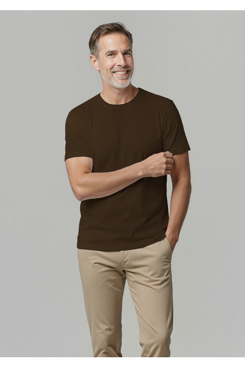 Camiseta Masculina Textura S/E - Marrom