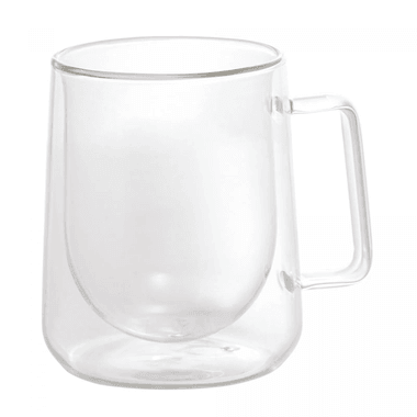 Kit 2 Xicaras Café/Chá Dupla Parede de Vidro 300ml