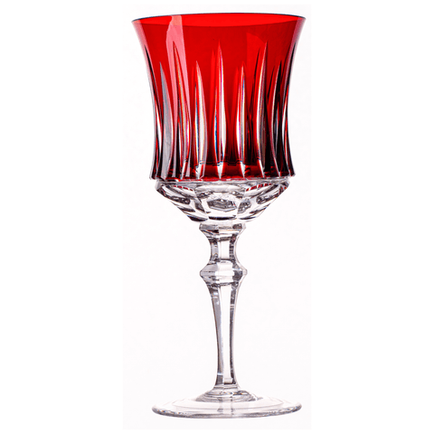 Taça Cristal Lapidado 66 P/água Vermelho 360ml