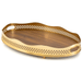 Bandeja Ouro 24k C/Galeria Oval e Fundo Madeira St James