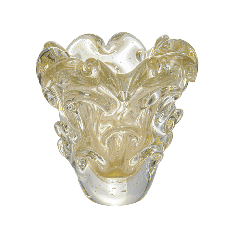 Vaso Murano Traun Cristal com Ouro 24k