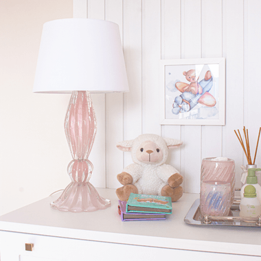 Abajur Murano Bianco Jade Rosa