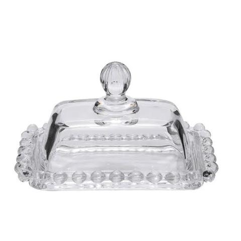 Manteigueira de Cristal Peal Bolinha Incolor