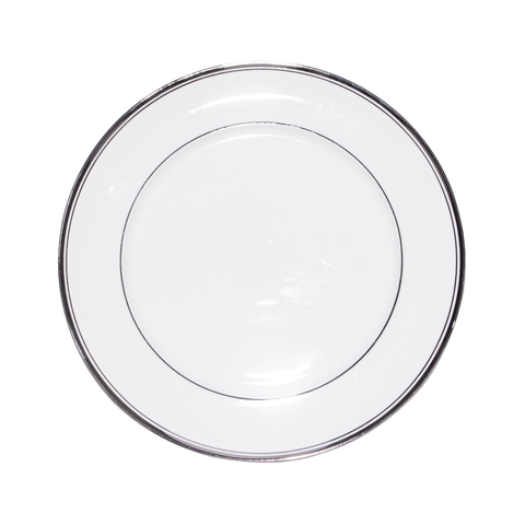 Prato Sobremesa Porcelana Versa com Filete em Prata