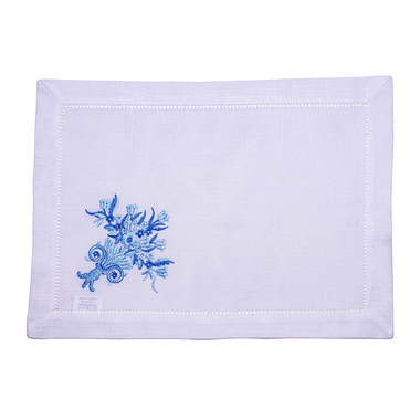 Jogo Americano Retangular Floral Azul Avulso