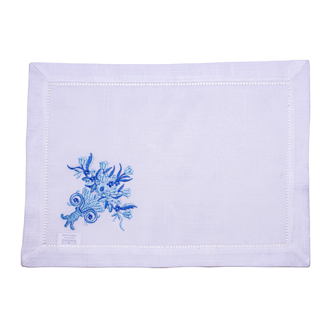 Jogo Americano Retangular Floral Azul Avulso