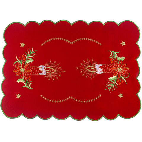 Jogo Americano Retangular Avulso Natal Vermelho