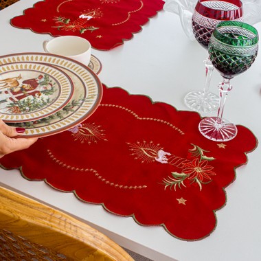 Jogo Americano Retangular Avulso Natal Vermelho