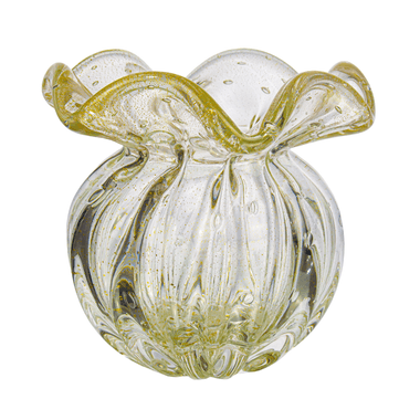 Vaso Murano Torcello Cristal com Ouro 24k