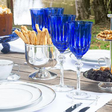 Taça Cristal Lapidado 66 Vinho Tinto Azul Escuro 350ml