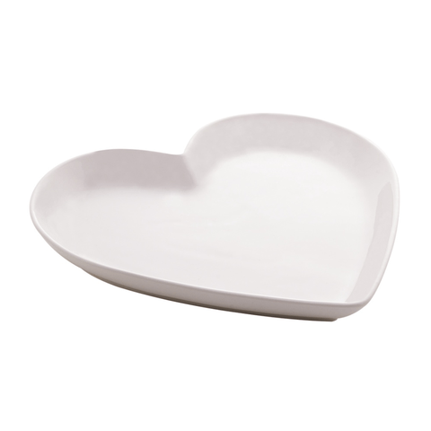 Travessa de Cerâmica Coração Branco Pequeno